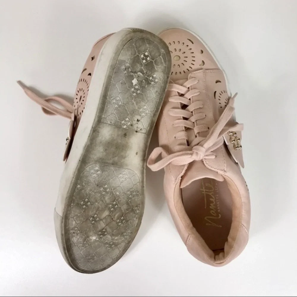 Nanette Lepore Wesley Blush Gold Floral Sneakers